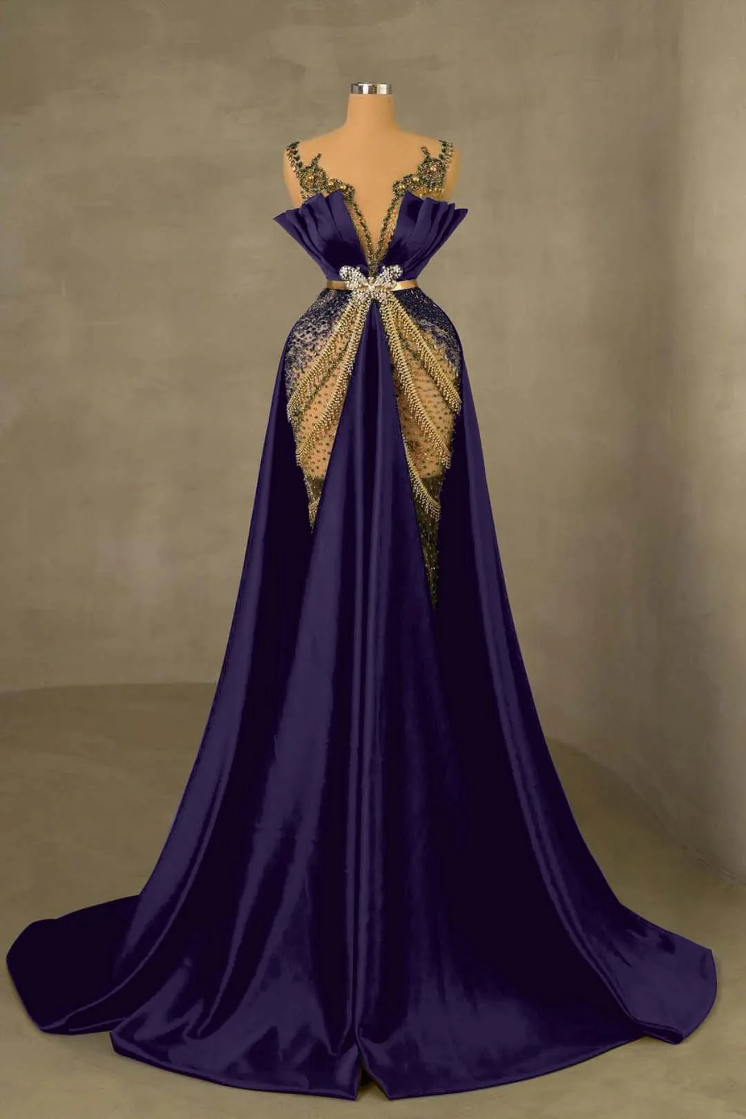 Heavy Emerald Green Straps Mermaid Prom Dress With Sleeveless Long