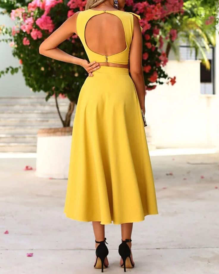 Princess Scoop A-Line Tea-Length Prom Dresses