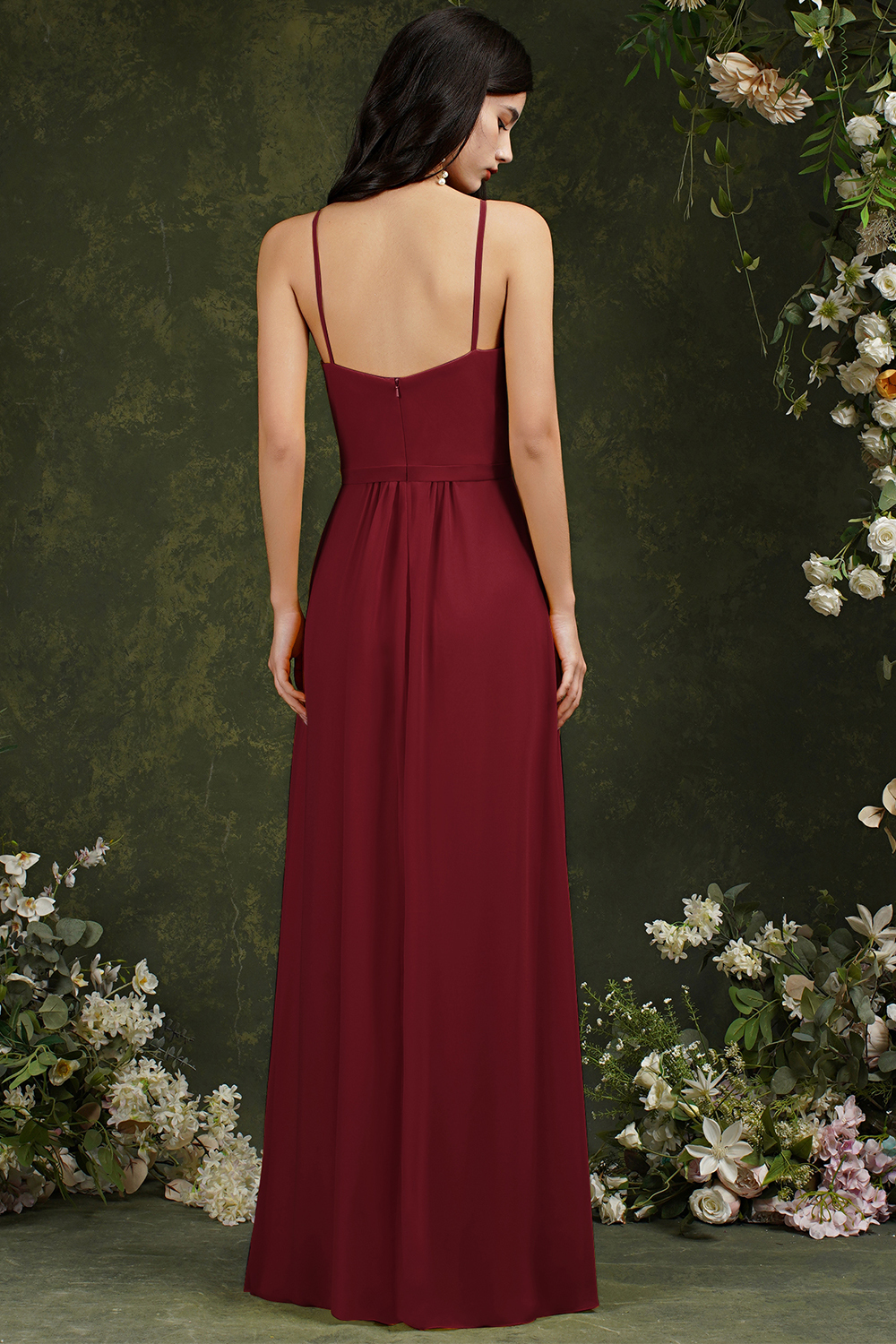 BMbridal Halter Bridesmaid Dress Long Side Slit-BMbridal