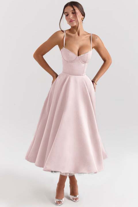 Spaghetti Strap Sweetheart Sleeveless A Line Prom Dress With Tulle