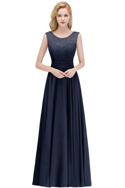 Elegant Lace Sleeveless Chiffon Long Bridesmaid Dress-BMbridal