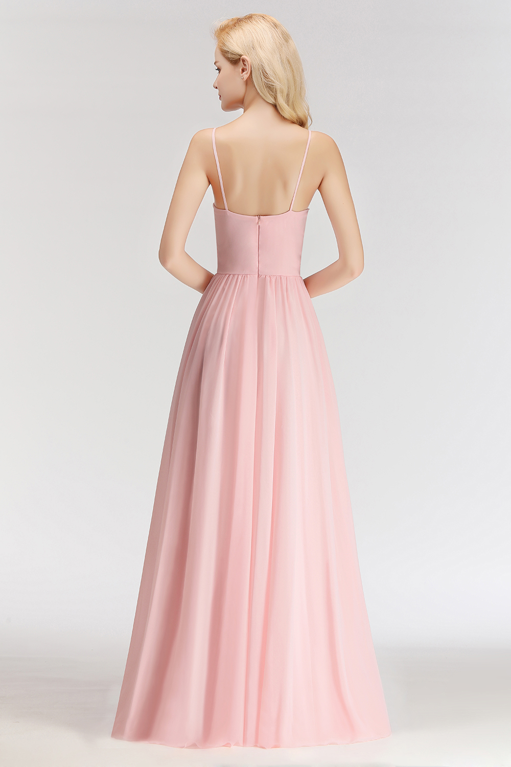 BMbridal Chiffon Spaghetti-Straps Sleeveless Affordable Bridesmaid Dress Online-BMbridal