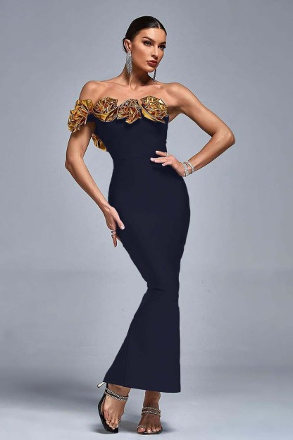 One Shoulder Sleeveless Long Mermaid Prom Dress With Pleated