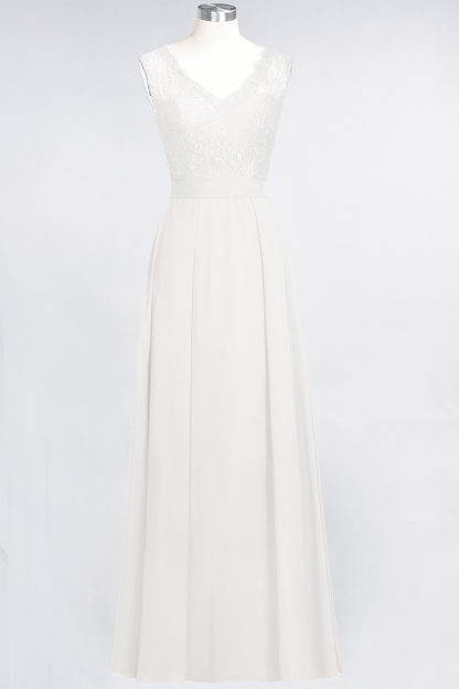 BMbridal Modest Chiffon V-Neck Burgundy Lace Bridesmaid Dresses Online-BMbridal