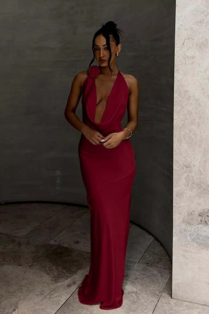 White Halter Sleeveless Mermaid Long Prom Dress With Pleated