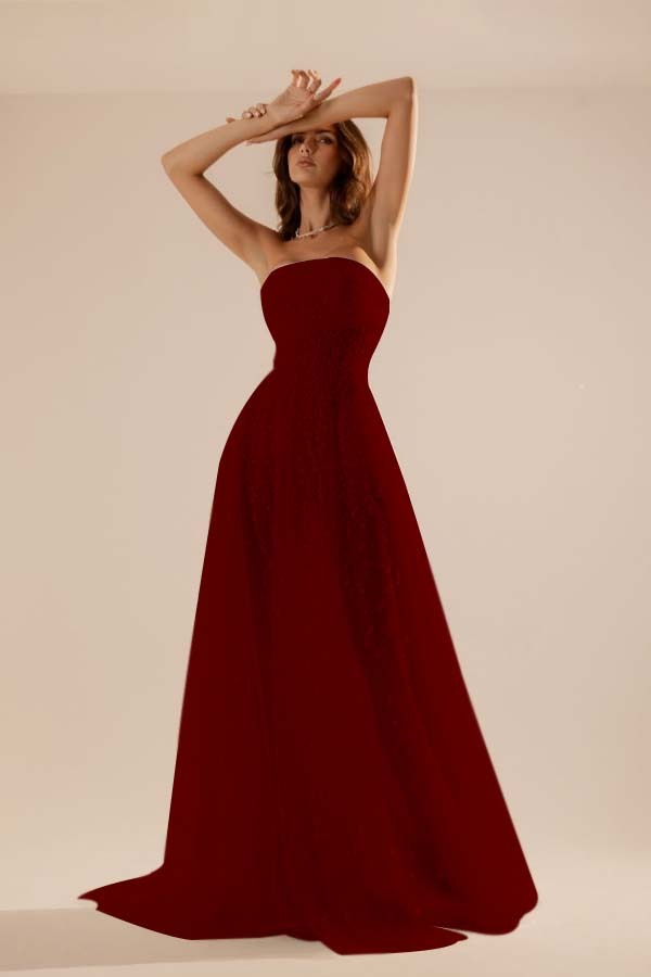 Charming Tulle Strapless Sleeveless Long Prom Dress With Beading