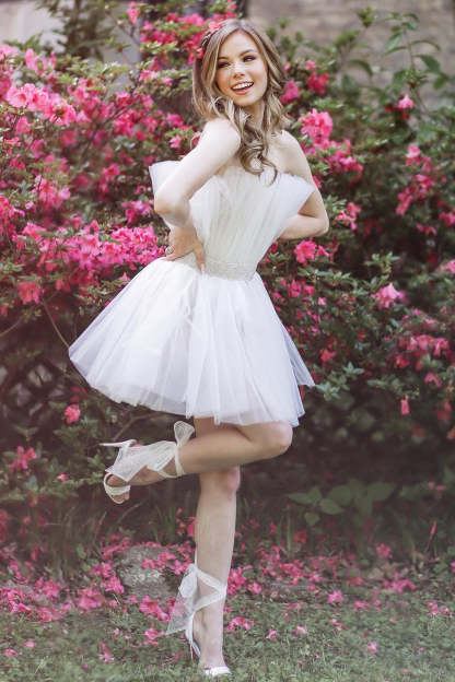 White Strapless A-Line Short Homecoming Dress