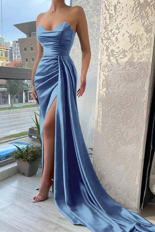Classy Sweetheart Jade Mermaid Prom Dress Long With Split Ruffles