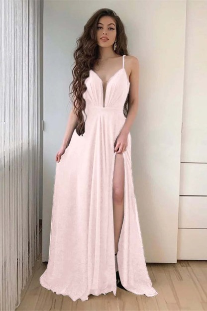 Charming Black Spaghetti Strap Sleeveless Long Prom Dress With Front Split