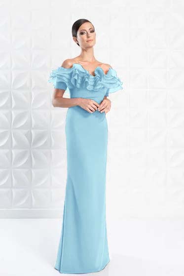Off the Shoulder Sleeveless Long Mermaid Prom Dress With Ruffles