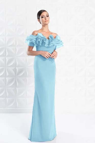 Off the Shoulder Sleeveless Long Mermaid Prom Dress With Ruffles