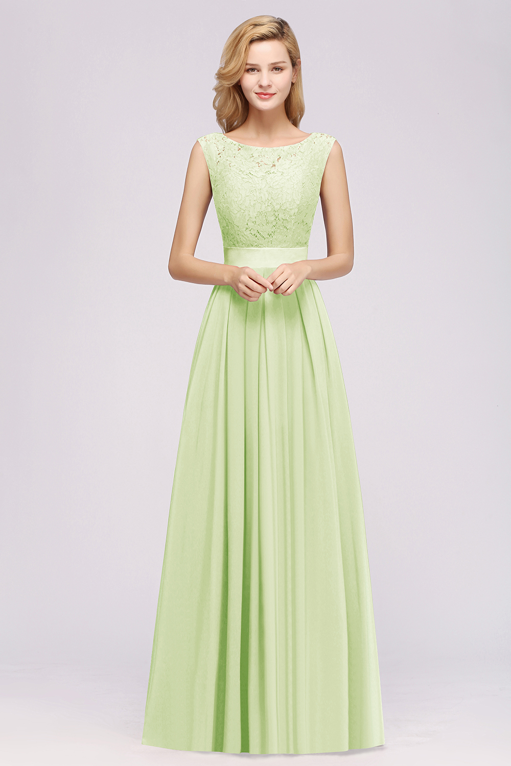 BMbridal Vintage Sleeveless Lace Bridesmaid Dresses Affordable Chiffon Wedding Party Dress Online-BMbridal