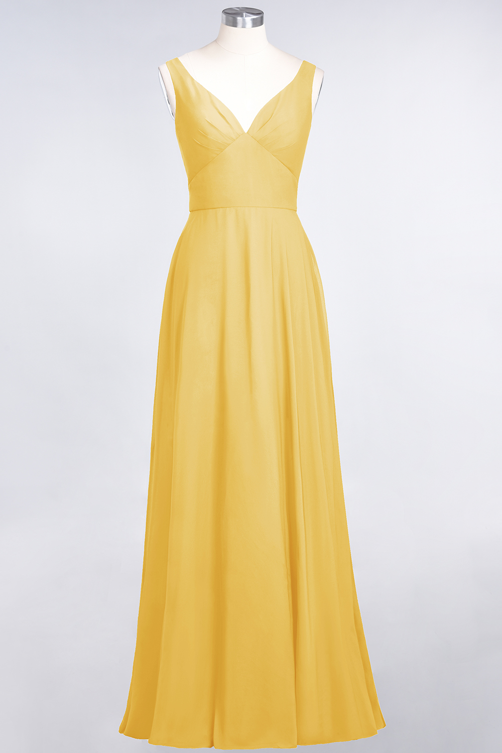 BMbridal Chic Chiffon V-Neck Straps Ruffle Affordable Bridesmaid Dresses with Open Back-BMbridal