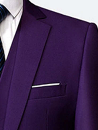 Single-Breasted One-Button Wedding Suit For Men Standard Fit 3-Piece Set