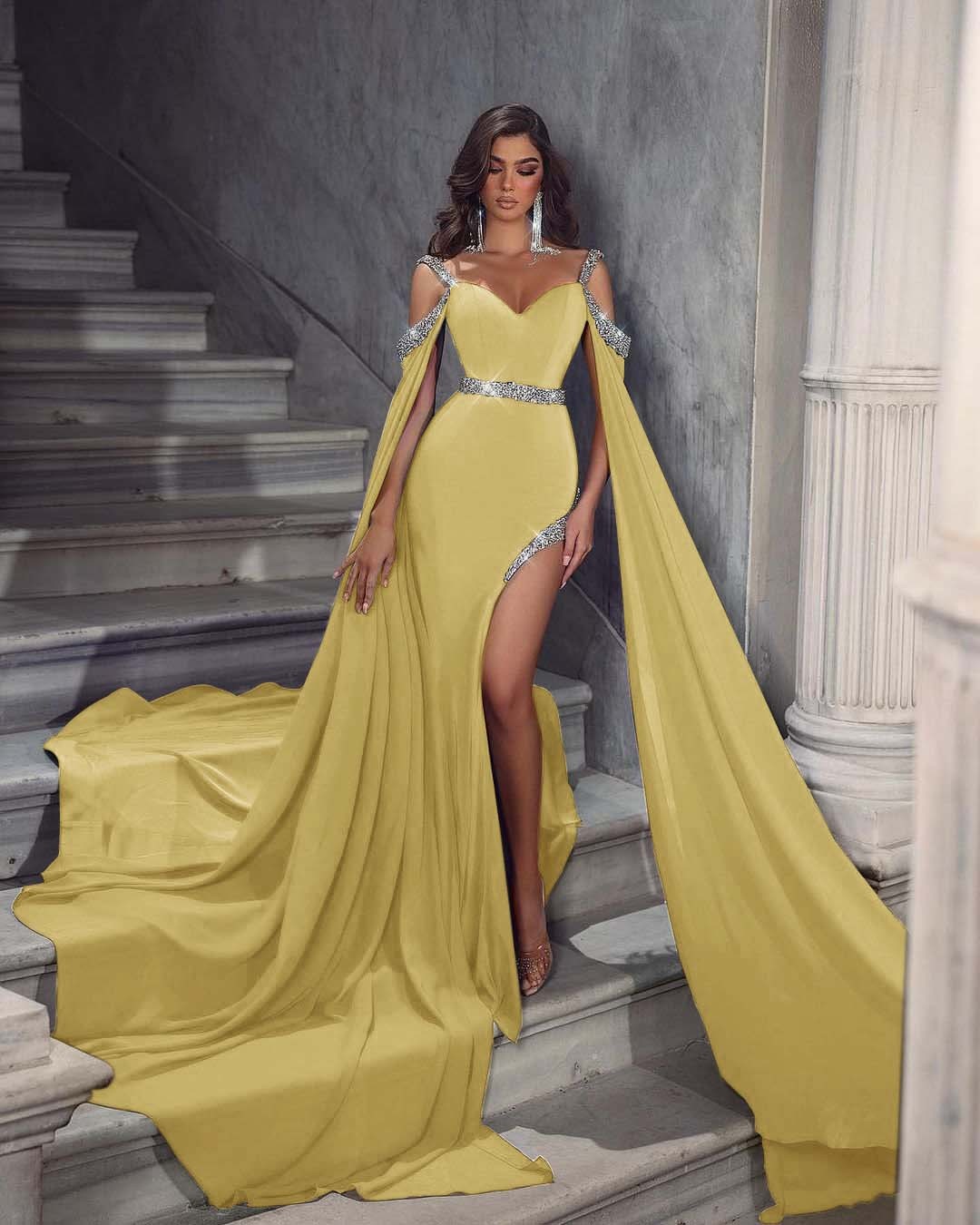 Royal Blue Sequins Off the Shoulder Mermaid Long Prom Dress With High Split