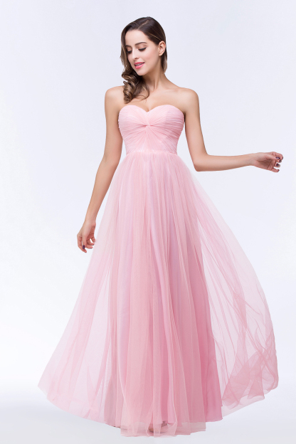 BMbridal Chic Tulle Ruffle Strapless Sweetheart Floor-Length Bridesmaid Dresses-BMbridal