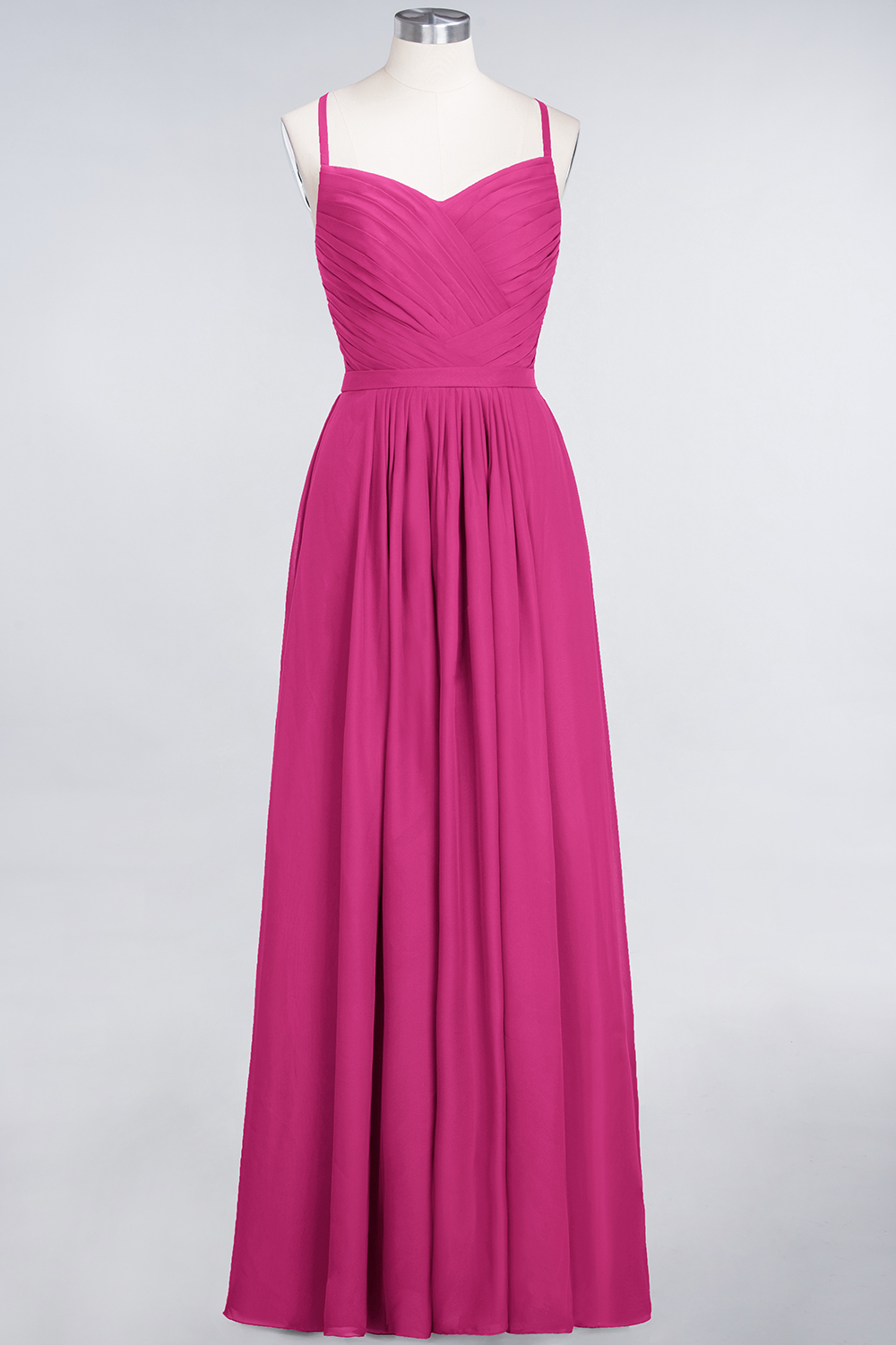BMbridal Glamorous Spaghetti Straps Sweetheart Ruffle Chiffon Bridesmaid Dress Online-BMbridal