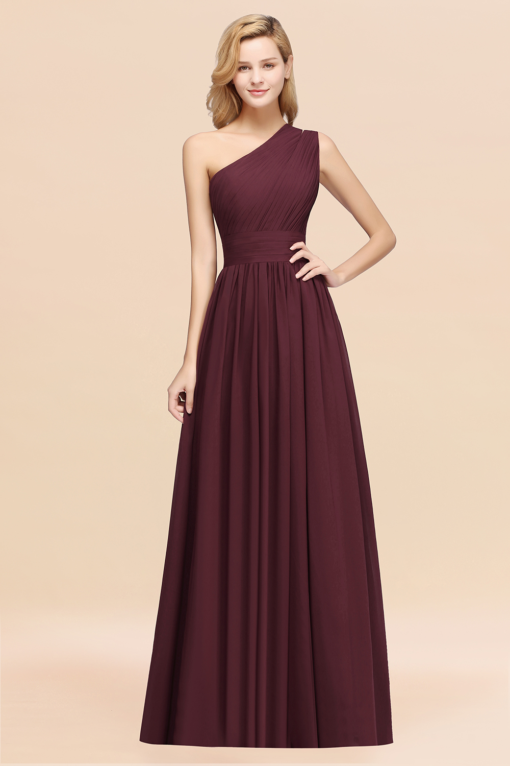 BMbridal Stylish One-shoulder Sleeveless Long Junior Bridesmaid Dresses Affordable-BMbridal