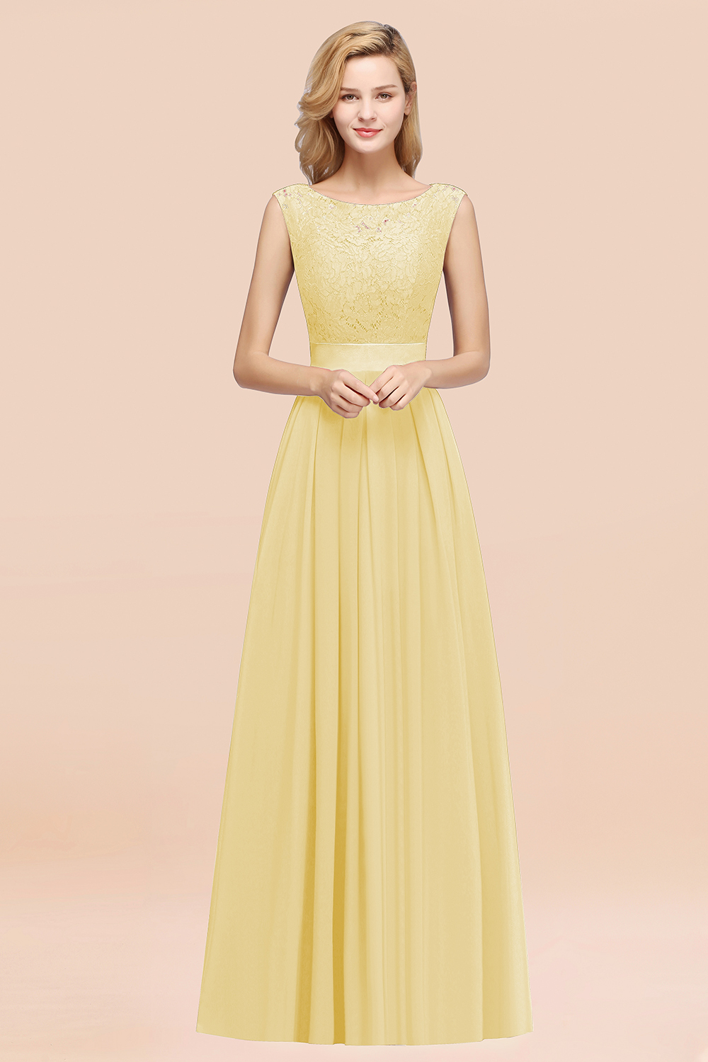 BMbridal Vintage Sleeveless Lace Bridesmaid Dresses Affordable Chiffon Wedding Party Dress Online-BMbridal