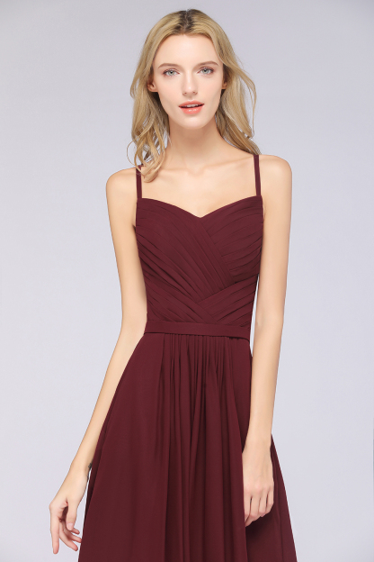 BMbridal Glamorous Spaghetti Straps Sweetheart Ruffle Chiffon Bridesmaid Dress Online-BMbridal