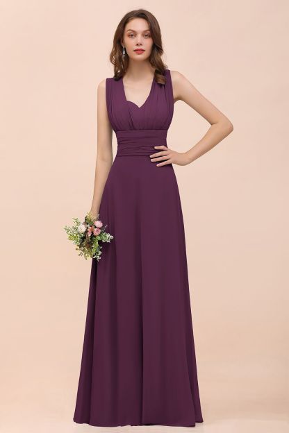 BMbridal New Arrival Dusty Blue Ruched Long Convertible Bridesmaid Dresses-BMbridal