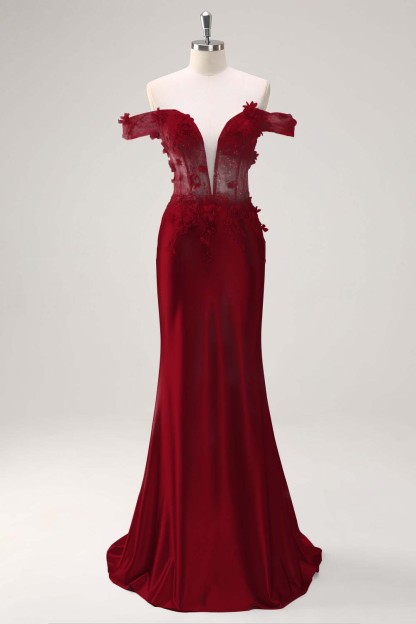 Strapless Sleeveless Long Mermaid Prom Dress With Appliques Pleated