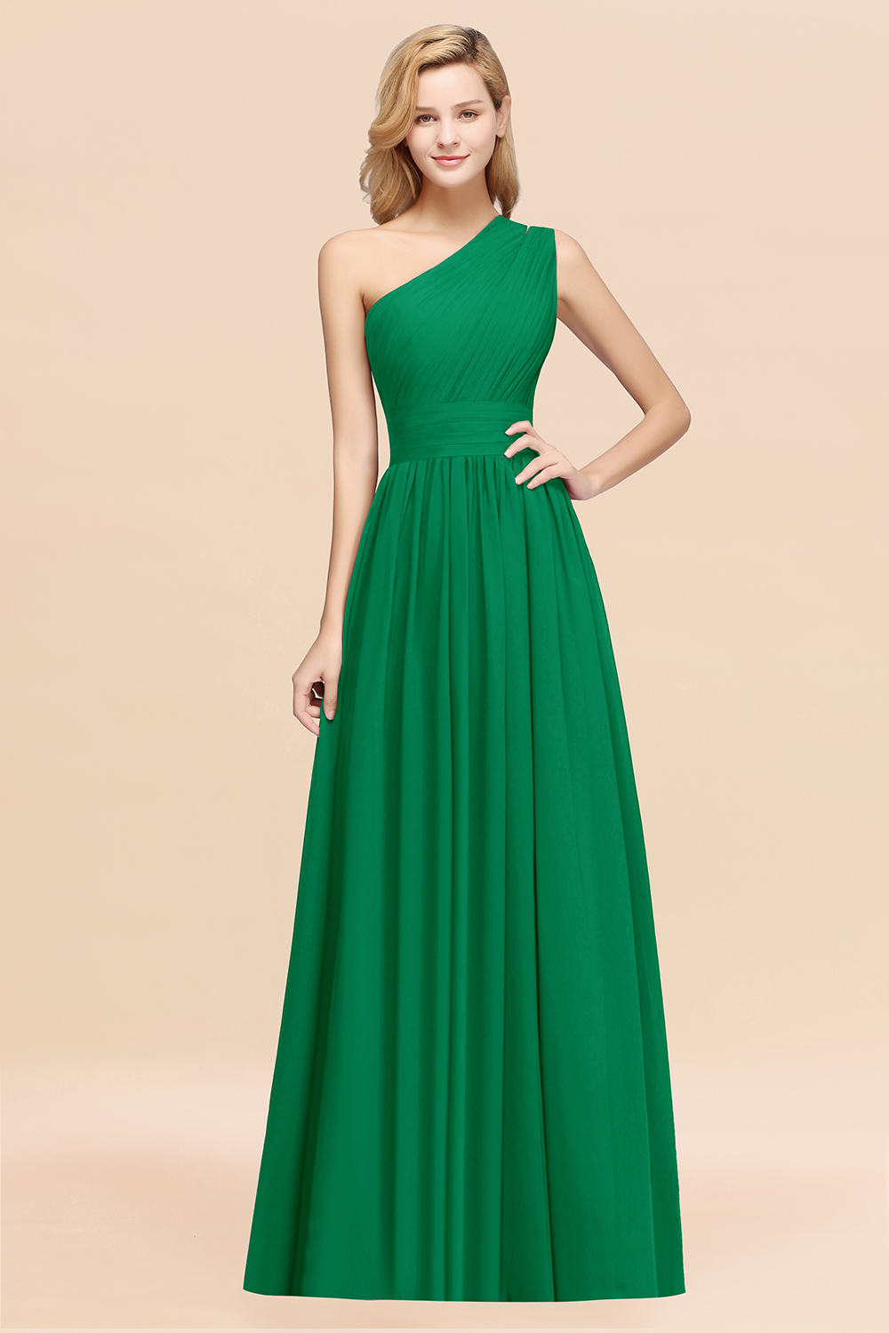 BMbridal Stylish One-shoulder Sleeveless Long Junior Bridesmaid Dresses Affordable-BMbridal