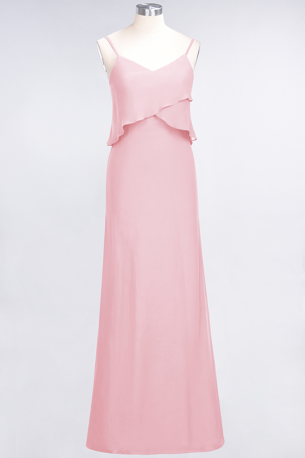 BMbridal Affordable Spaghetti-Straps V-Neck Burgundy Chiffon Bridesmaid Dresses-BMbridal