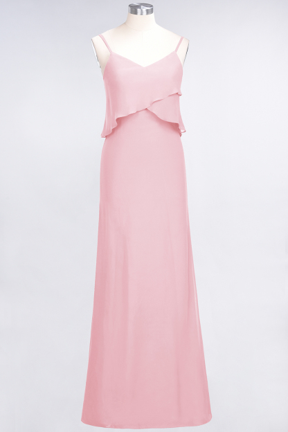 BMbridal Affordable Spaghetti-Straps V-Neck Burgundy Chiffon Bridesmaid Dresses-BMbridal