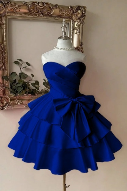 Strapless Sweetheart Sleeveless Short Prom Dress With Pleated