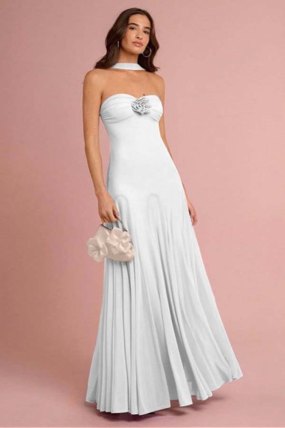 Sweetheart Strapless Sleeveless Long Prom Dress With Ruffles