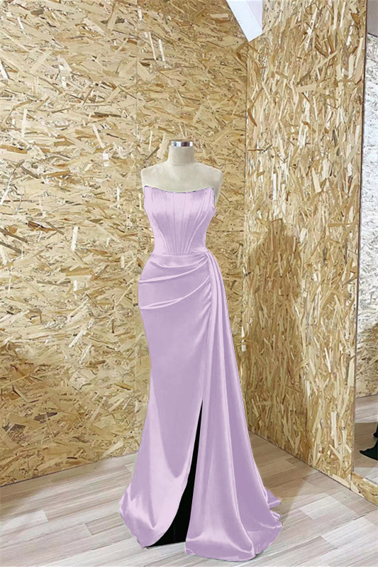 Modern Dark Green Strapless Mermaid Prom Dress Pleated With Ruffles