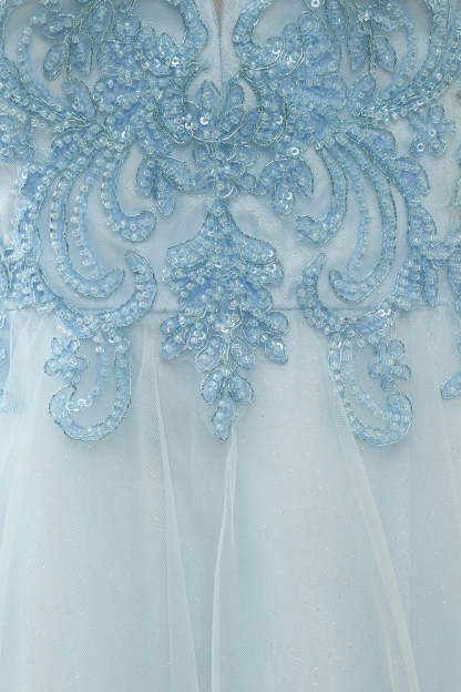 Blue A-line Cute Homecoming Dress with Appliques