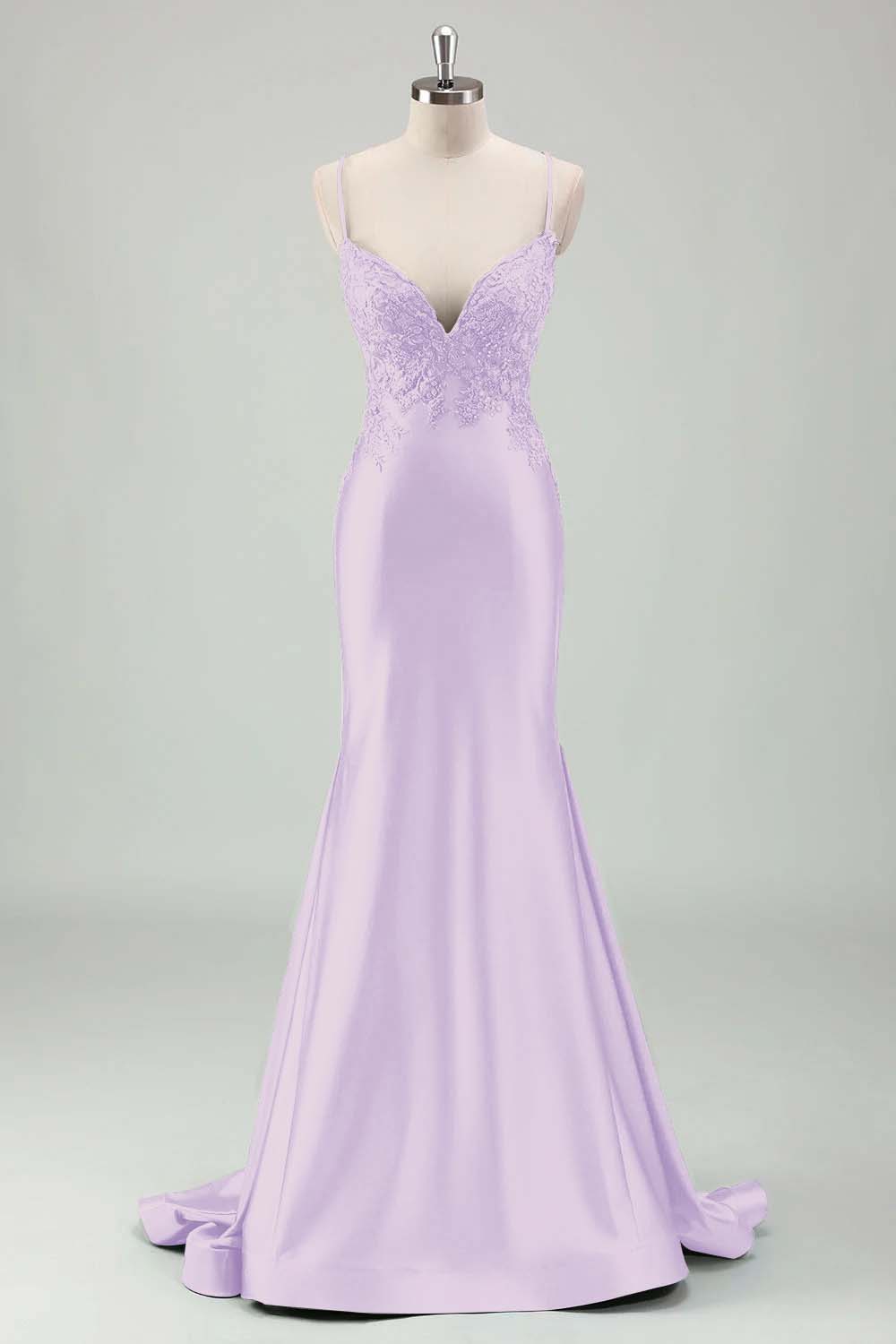 Spaghetti Strap Sleeveless Long Mermaid Prom Dress With Appliques