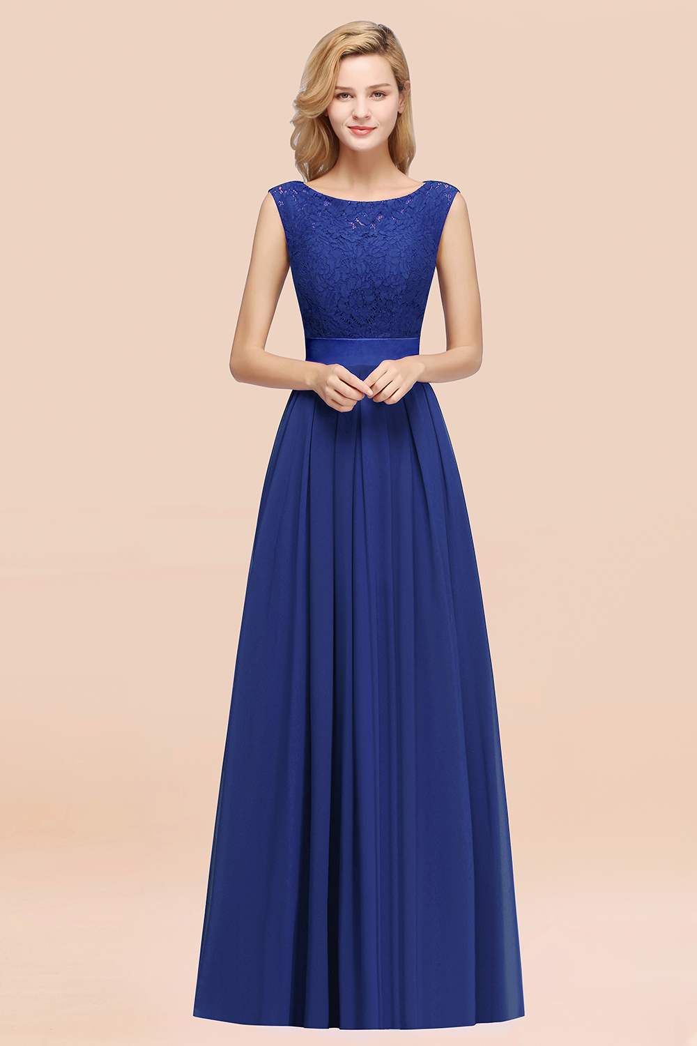 BMbridal Vintage Sleeveless Lace Bridesmaid Dresses Affordable Chiffon Wedding Party Dress Online-BMbridal