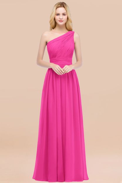 BMbridal Chic One-shoulder Sleeveless Burgundy Chiffon Bridesmaid Dresses Online-BMbridal