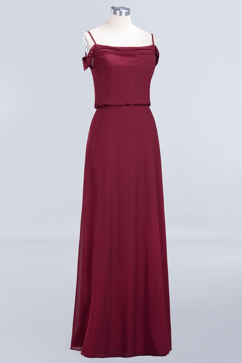 BMbridal Elegant Off-the-Shoulder Burgundy Bridesmaid Dress Online Spaghetti-Straps Affordable Maid of Honor Dress-BMbridal