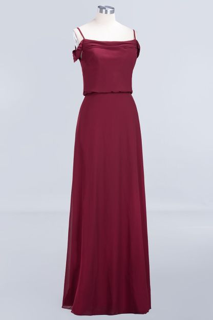 BMbridal Elegant Off-the-Shoulder Burgundy Bridesmaid Dress Online Spaghetti-Straps Affordable Maid of Honor Dress-BMbridal