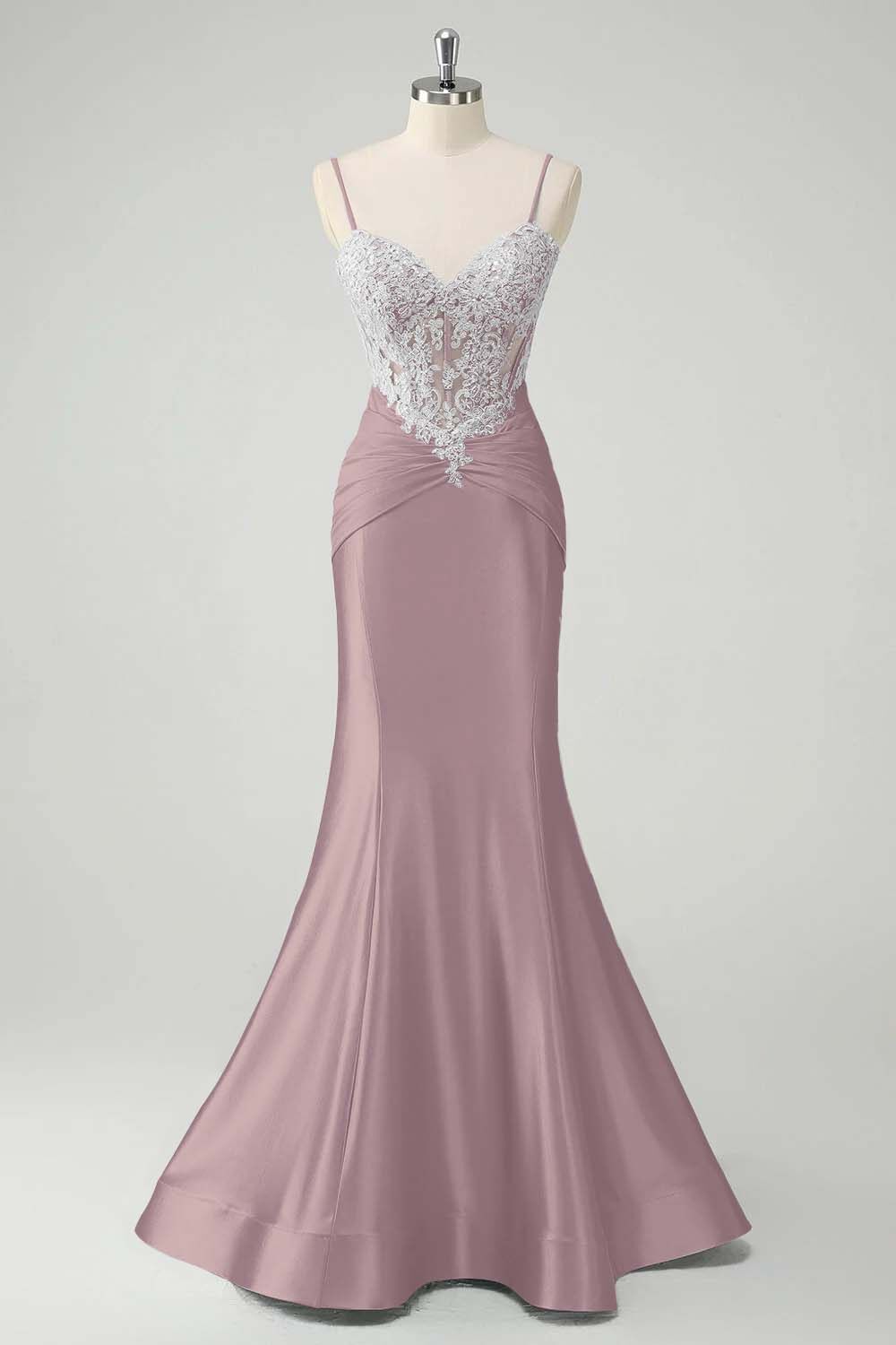 Sleeveless Spaghetti Strap Long Mermaid Prom Dress With Appliques