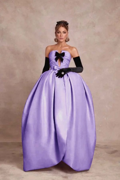 Strapless Sleeveless Long Ball Gown Prom Dress With Long Gloves