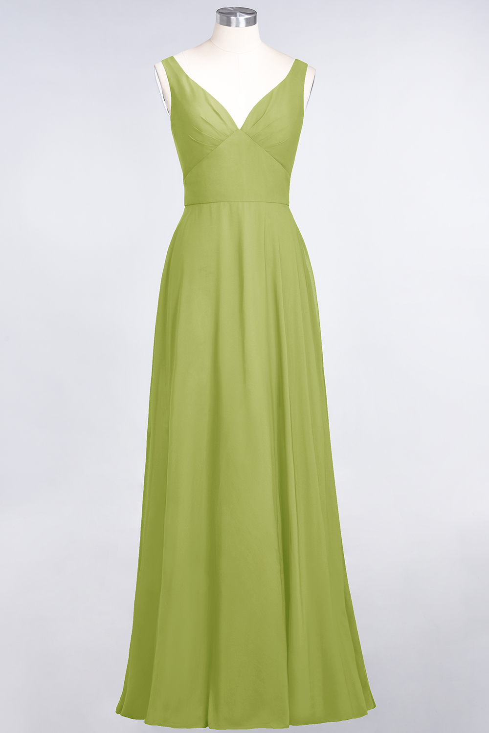 BMbridal Chic Chiffon V-Neck Straps Ruffle Affordable Bridesmaid Dresses with Open Back-BMbridal