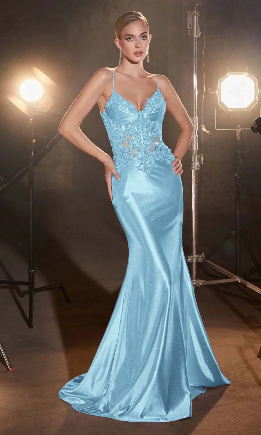 Spaghetti Strap Sleeveless Long Mermaid Prom Dress With Appliques