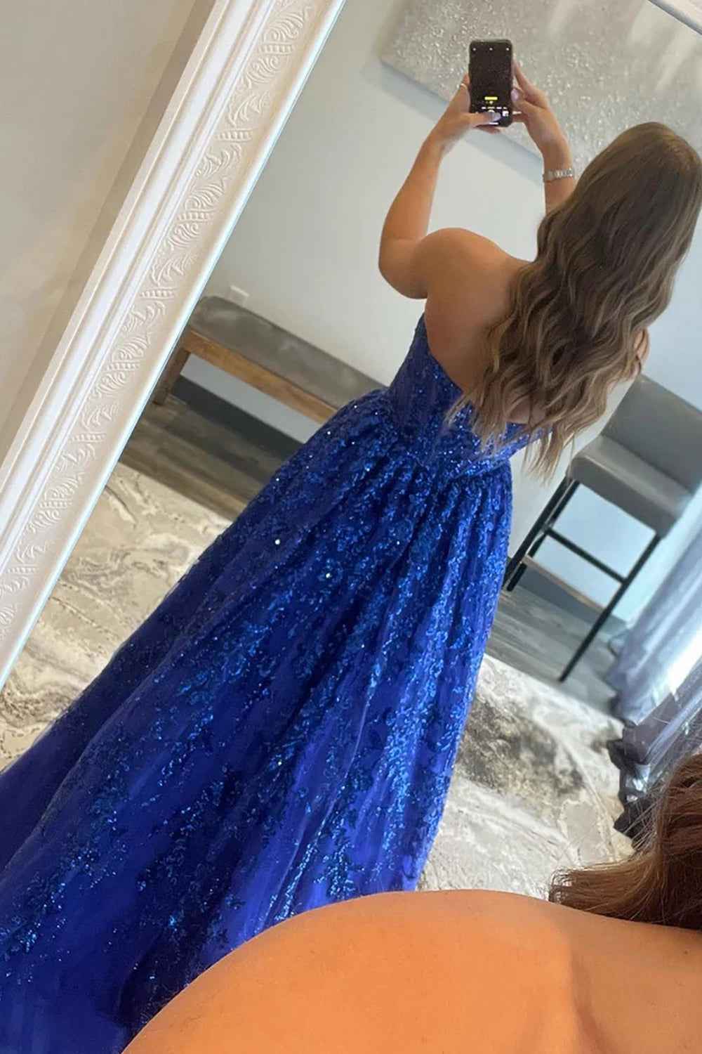 Royal Blue Long Prom Dress with Appliques