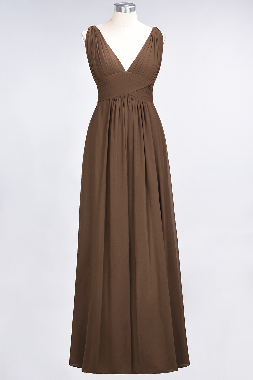 BMbridal Elegant V-Neck Burgundy Chiffon Affordable Bridesmaid Dress with Ruffle-BMbridal