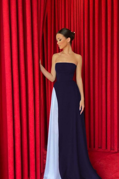 Strapless Sleeveless Floor Length Long Prom Dress With Pleated