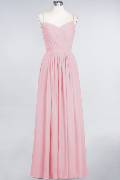 BMbridal Glamorous Spaghetti Straps Sweetheart Ruffle Chiffon Bridesmaid Dress Online-BMbridal
