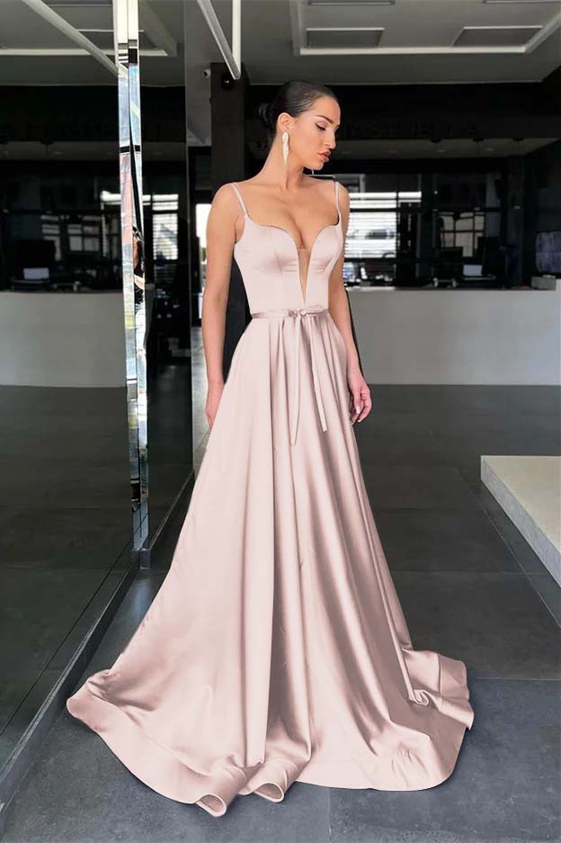 Charming Sage Spaghetti Strap Sleeveless A Line Prom Dress Long With Belt
