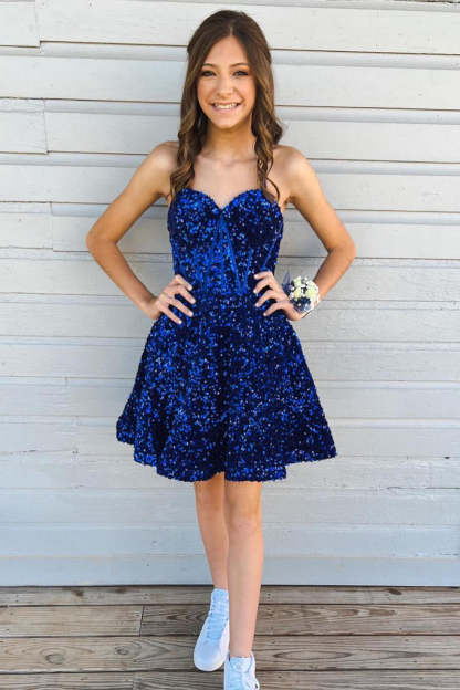 Sparkly White Corset Sweetheart A-Line Short Homecoming Dress with Pockets