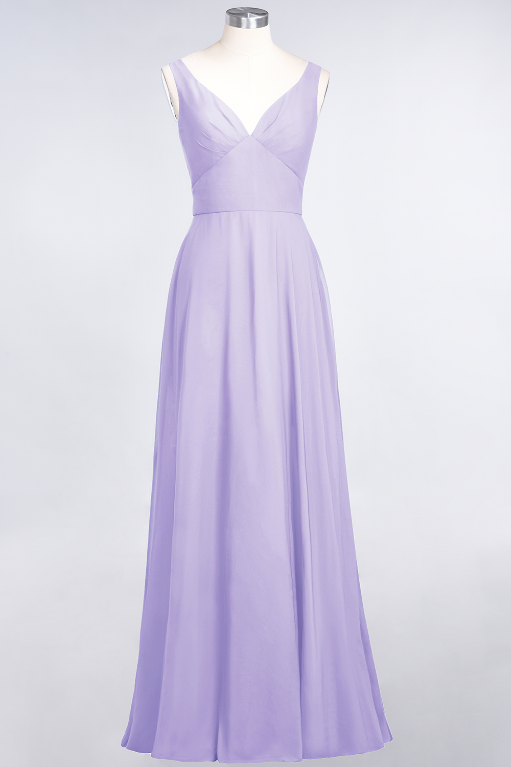 BMbridal Chic Chiffon V-Neck Straps Ruffle Affordable Bridesmaid Dresses with Open Back-BMbridal