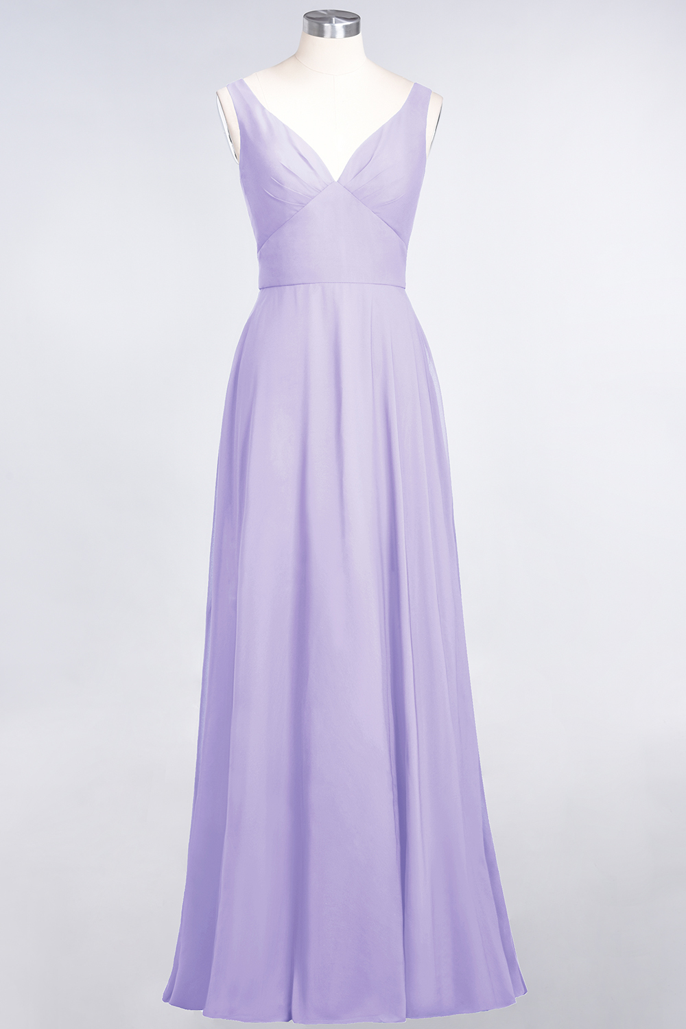 BMbridal Chic Chiffon V-Neck Straps Ruffle Affordable Bridesmaid Dresses with Open Back-BMbridal